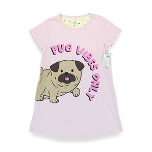NWT Lov Nightdress Sleepwear Large Pug Vibes Only Short‎ Sleeve Comfy Womens
